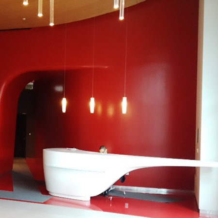 Reception desk installed at 101 Millicento Place, Miami